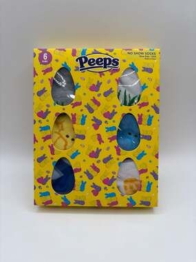 Peeps Easter No Show Socks 6 Pair Gift Set Shoe Size 10-4